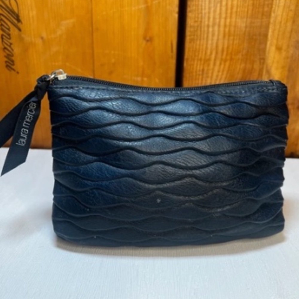 laura mercier Navy Quilted Wave Cosmetic Pouch - Picture 1 of 3